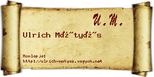 Ulrich Mátyás névjegykártya