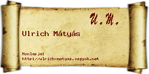 Ulrich Mátyás névjegykártya